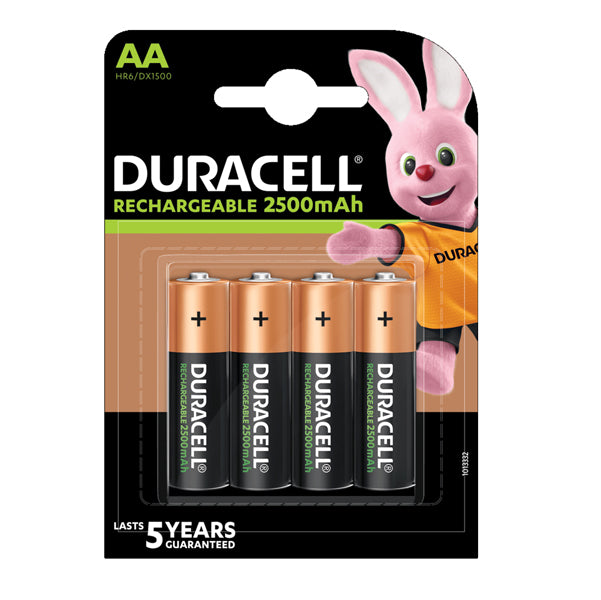 CANCELLERIA-COD 8136752- PILE DURACELL RICAR. STILO AA 2500 MAH-BLISTER DA 4 PEZZI