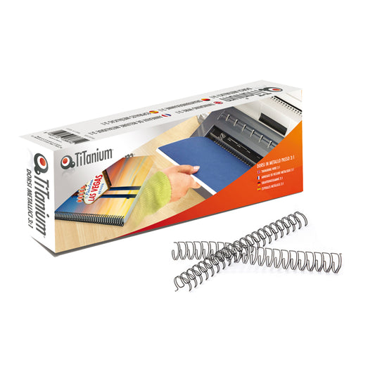 Dorsi spirale metallo 34 anelli passo 3:1 12 mm bianco – scatola 50 pz – Titanium