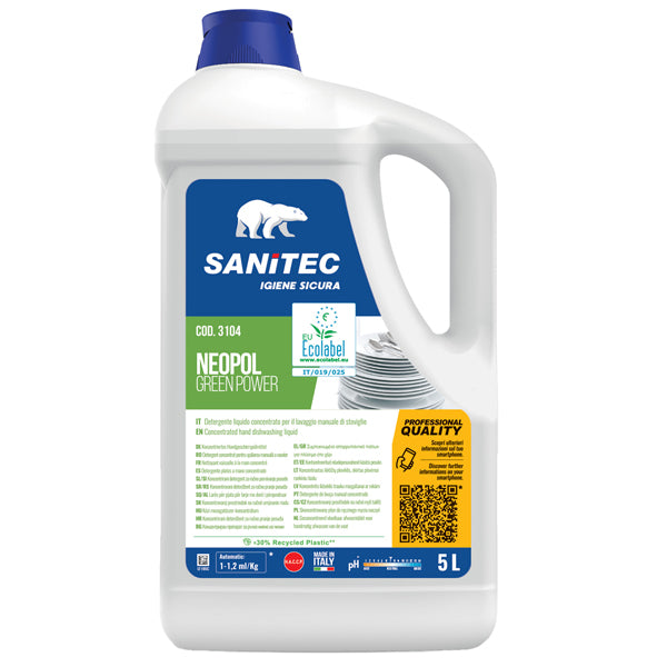 Detergente piatti manuale Green Power Sanitec, tanica 5 L
