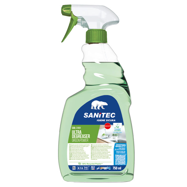 Sgrassatore universale Ultra Degreaser Green Power Sanitec, trigger 750 ml