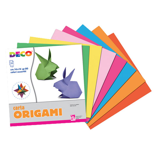 Carta per origami - 14x14cm - colori assortiti - DECO - Conf. da 20 fogli