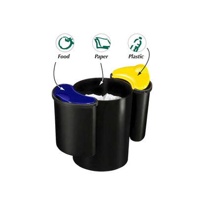 Cestino raccolta differenziata 516 CEP, 16 + 2 x 4,5 L, nero giallo blu