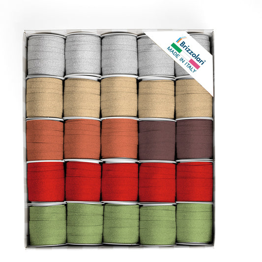 ROCCHE DI NASTRO BRIZZOLARI GLITTY 10MM X 5 MT. COLORI ASS.TI CF.25 PZ