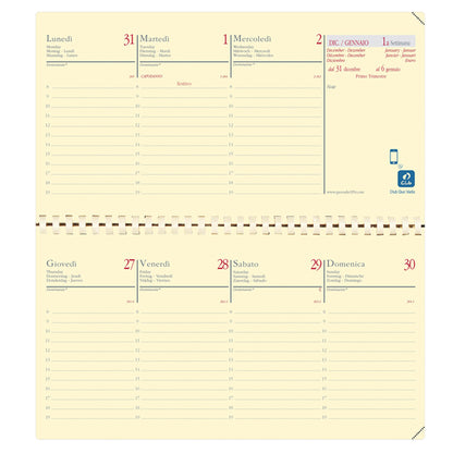 agenda settimanale planital 2027 - c/spirale - 8,8 x 17 cm - copertina soho - nero - Quo Vadis