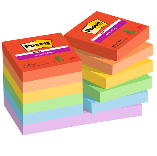 Post it Super Sticky colori Playful 3 formati 3M