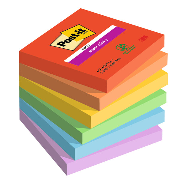 Post it Super Sticky colori Playful 3 formati 3M