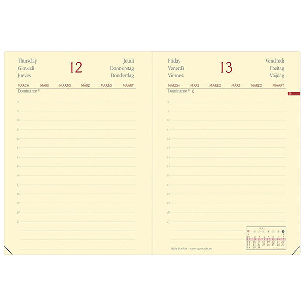 Agenda giornaliera Daily Pocket Prestige Silk 2027 - 8,5 x 13 cm - nero - Quo Vadis