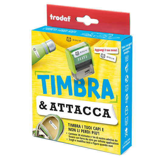 kit timbra & attacca - per stampa su tessuti e etichette - Trodat