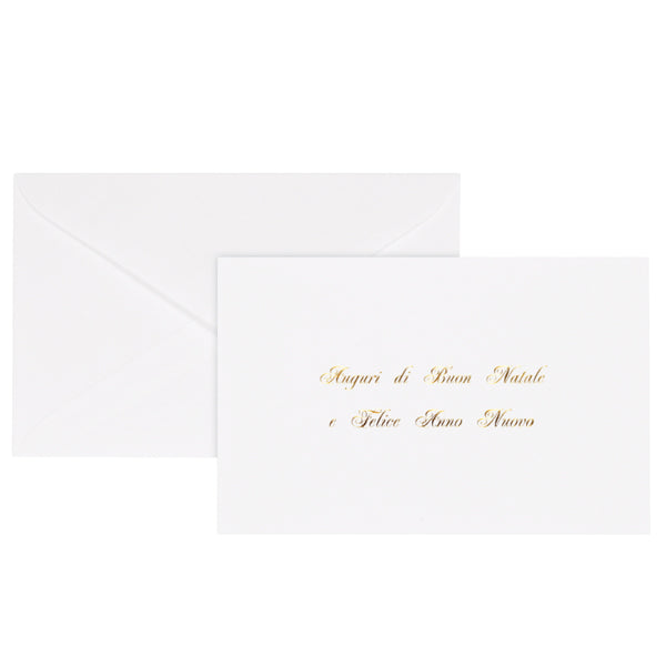 Biglietto di natale con busta bianco 9 x 14 cm stampa oro - Rex Sadoch