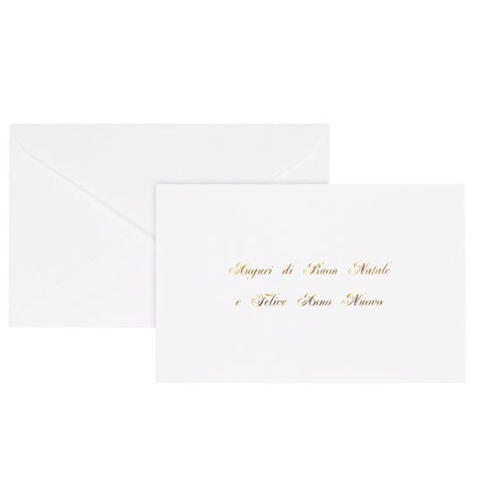 Biglietto di natale con busta bianco 9 x 14 cm stampa oro - Rex Sadoch