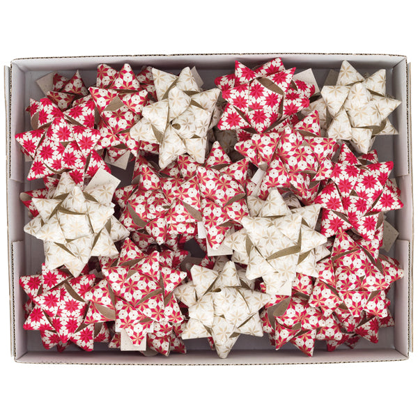 Coccarde in carta erba 100% riciclata - 20 mm x diam. 9 cm - fantasie natalizie assortite - Brizzolari - 36 pezzi