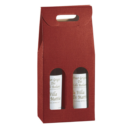 Scatola portabottiglie 2 posti in cartone seta bordeaux 18 x 9 x 38,5 cm – conf. 5 pezzi