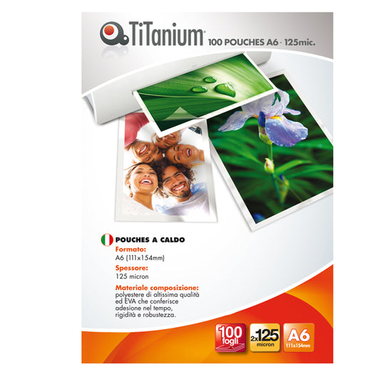 POUCHES TITANIUM PER PLASTIFICARE A6 2X125 MICRON CONF.DA 100 PEZZI