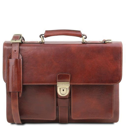 Borsa da Lavoro Assisi – Pelle Concia Vegetale | 3 Scomparti | Porta PC A4 - Tuscany Leather