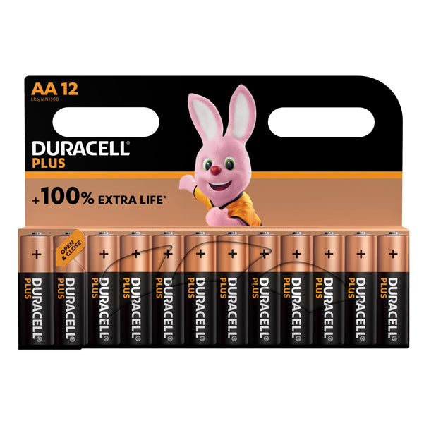 CANCELLERIA-DU0121- PILE DURACELL PLUS STILO AA- BLISTER DA 12 PEZZI