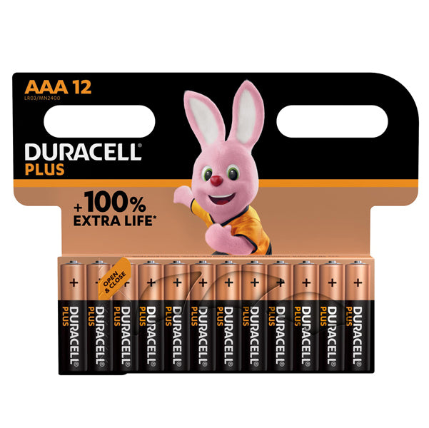 CANCELLERIA-COD DU0221- PILE DURACELL PLUS 100 MINISTILO AAA- BLISTER 12 PEZZI