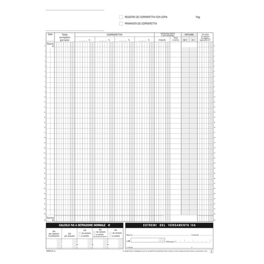 MODULISTICA- COD DU168512C00- BLOCCO CORRISPETTIVI 12/12