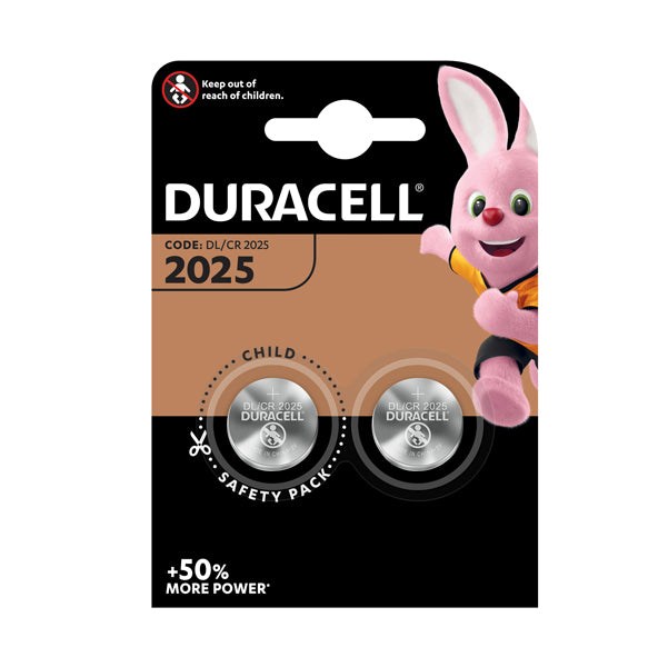 CANCELLERIA-COD DU21B2- PILE DURACELL LITIO 3V- CR2025- BLISTER DA DUE PEZZI