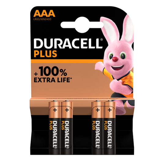 CANCELLERIA-COD DURMN2400LLX- PILE DURACELL PLUS 100 MINISTILO AAA- MN 2400- BLISTER DA 4 PEZZI