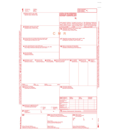 MODULISTICA-COD E0052TER- C.M.R LETTERA VETTURA INTERNAZIONALE - 5 COPIE SNAP- A4