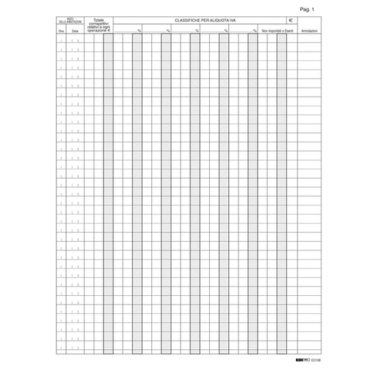 MODULISTICA-COD E2108- REGISTRO IVA CORRISPETTIVI PER MANCATO FUNZIONAMENTO REGISTRO DI CASSA 46 PAG NUMERATE - 31x24