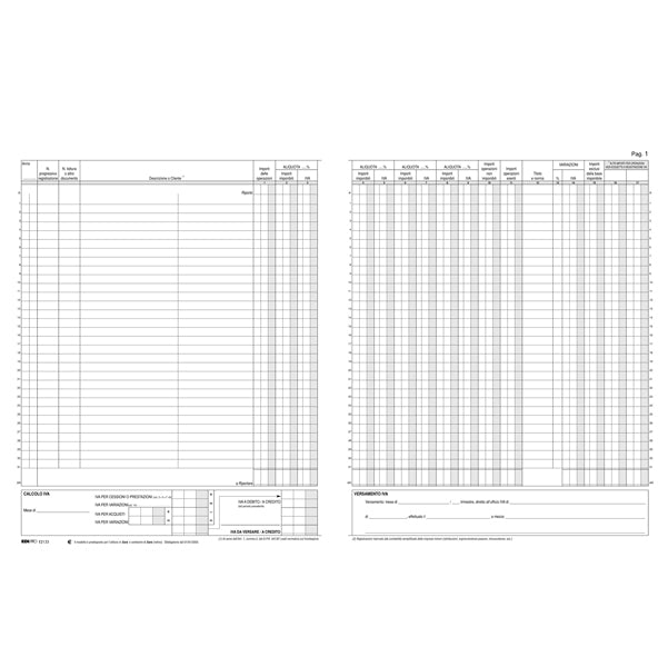 MODULISTICA-COD E2133- REGISTRO IVA FATTURE 22 PG NUMERATE - 31x24