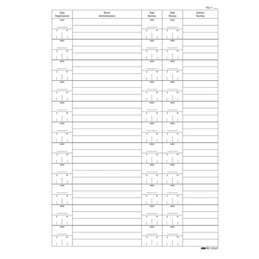 MODULISTICA-COD E2527- REGISTRO NOMINA/REVOCA AMMINISTRATORE - 297x210MM- 16 FOGLI