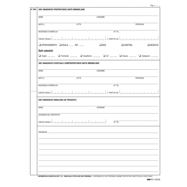 MODULISTICA-COD E2528- REGISTRO ANAGRAFICA CONDOMINIALE - 48 FOGLI- A4