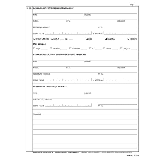 MODULISTICA-COD E2528- REGISTRO ANAGRAFICA CONDOMINIALE - 48 FOGLI- A4