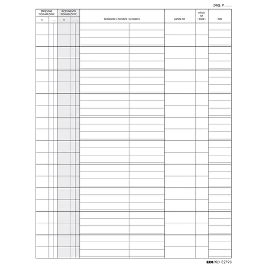 MODULISTICA-COD E2798- REGISTRO DICHIARAZIONE ESPORTATORI 100 FOGLI- 31x24