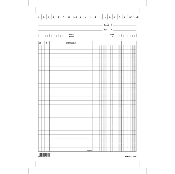 MODULISTICA-COD E3406BL- SCHEDE IN CARTONCINO 3 COLONNE VERTICALE-17x24 CF.100 PZ.