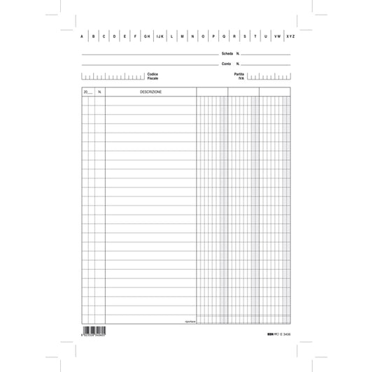 MODULISTICA-COD E3406BL- SCHEDE IN CARTONCINO 3 COLONNE VERTICALE-17x24 CF.100 PZ.