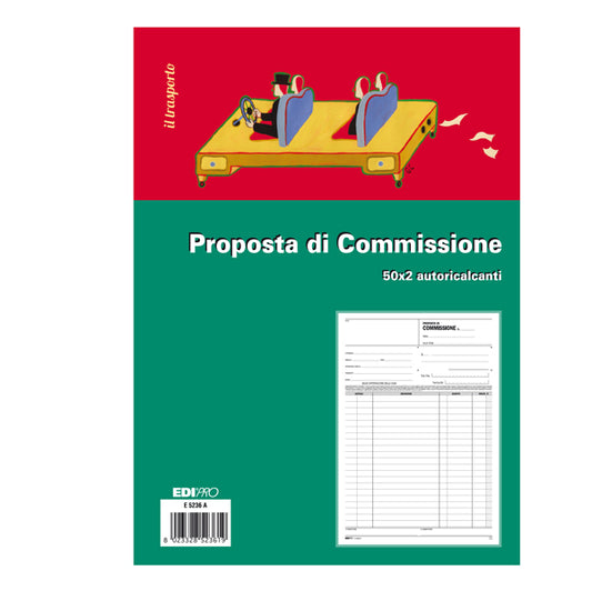 MODULISTICA-COD E5236A- BLOCCO COPIA COMMISSIONI- 50 FOGLI 2 COPIE- 29,7x21CM