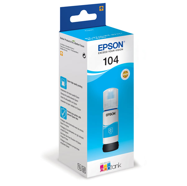 Tanica Originale Epson Serie 104 EcoTank – Nero, Ciano, Magenta, Giallo