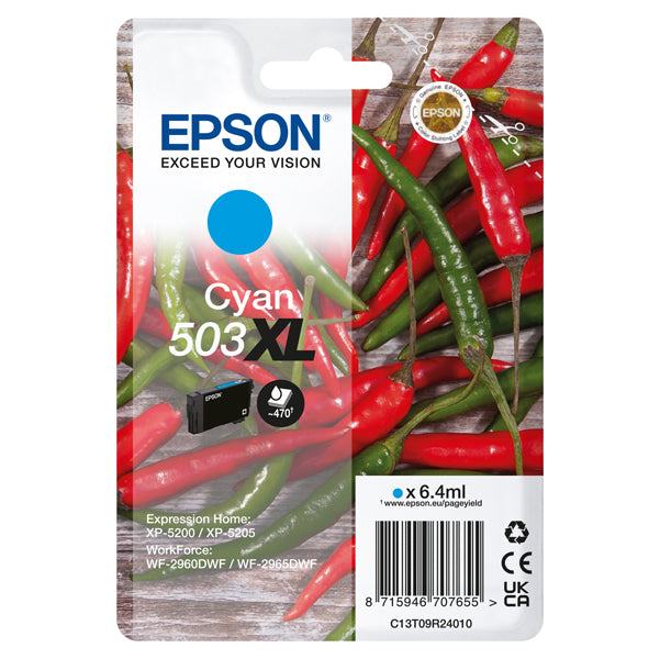 Cartuccia Originale Epson Serie 503XL Alta Capacità – Nero (T09R1), Ciano (T09R2), Magenta (T09R3), Giallo (T09R4)