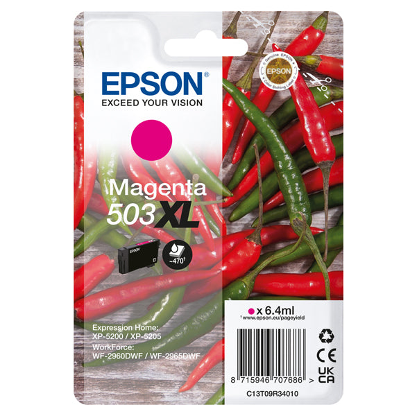 Cartuccia Originale Epson Serie 503XL Alta Capacità – Nero (T09R1), Ciano (T09R2), Magenta (T09R3), Giallo (T09R4)