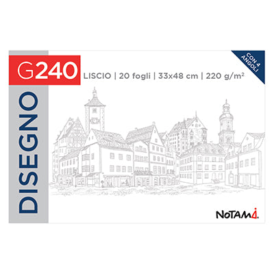 Album da Disegno Notami 33x48 cm – 20 Fogli 220 g/m² | Finitura Liscia, Ruvida o Quadrettata
