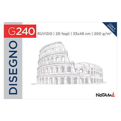 Album da Disegno Notami 33x48 cm – 20 Fogli 220 g/m² | Finitura Liscia, Ruvida o Quadrettata