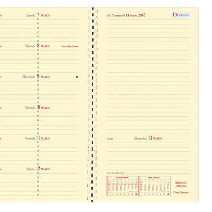 agenda settimanale italnote s 2027 - c/spirale - copertina impala - 8,8 x 17 cm - nero - Quo Vadis