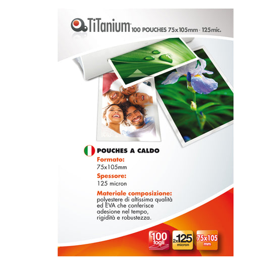 POUCHES TITANIUM PER PLASTIFICARE JUMBO CARD 75X105 2X125 MICRON CONF.DA 100 PEZZI