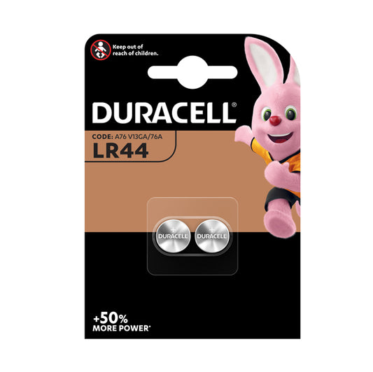 CANCELLERIA-COD LR44-2- PILE DURACELL ALCALINE 1,5 V- LR/44-BLISTER DA 2 PEZZI