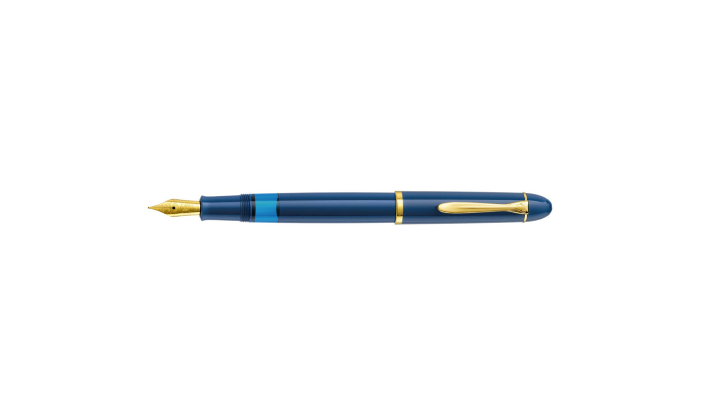 Stilografica Pelikan M120 Iconic Blue Riedizione Storica Pennino Acciaio Dorato Caricamento a Stantuffo