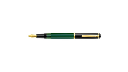 Stilografica Pelikan M251 Verde Nera Pennino Acciaio Dorato Caricamento a Stantuffo Set con Inchiostro