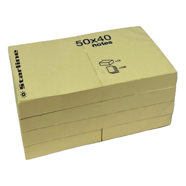 Foglietti adesivi giallo tenue - 12 blocchetti da 100 fg. - 3 Formati - Starline