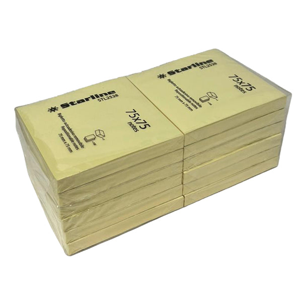 Foglietti adesivi giallo tenue - 12 blocchetti da 100 fg. - 3 Formati - Starline
