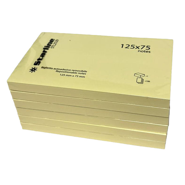 Foglietti adesivi giallo tenue - 12 blocchetti da 100 fg. - 3 Formati - Starline