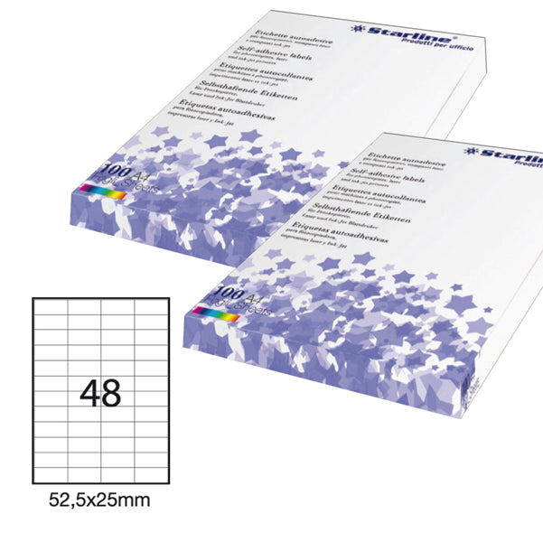 CARTA-COD STL3043- ETICHETTA STAMPA LASER/JET BIANCA FOGLIO A4- CF 100 FG