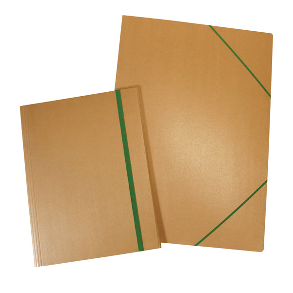 GREEN- COD STL6100-CARTELLINA 3 LEMBI CON ELASTICO -CARTONCINO FSC AVANA