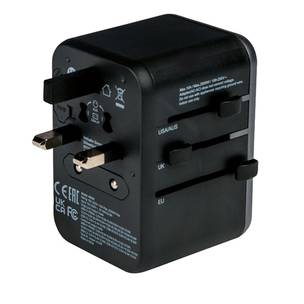 Adattatore da viaggio universale UTA-04 PD 61W QC con 3 USB-A e 2 USB-C Verbatim