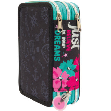 Astuccio 3 zip con corredo Flamingo - GoPop